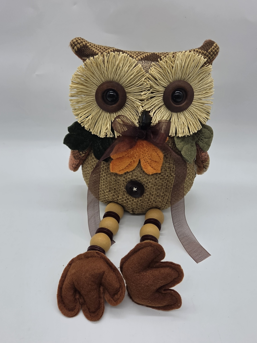 Source Unknown Brown and Tan Mixed Media Owl Decor